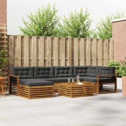 Salon de jardin avec coussins 7 pcs beige résine tressée 478572478572