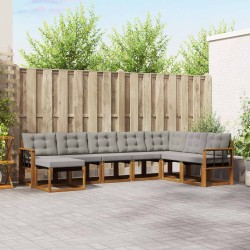 Salon de jardin avec coussins 7 pcs beige résine tressée 478616478616