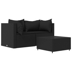 Ensemble de canapé de jardin avec coussin 11 pcs Noir polyrotin 479054479054