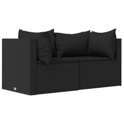 Ensemble de canapé de jardin avec coussin 11 pcs Noir polyrotin 479054479054