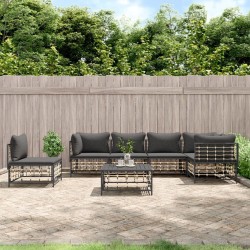 Ensemble de canapé de jardin avec coussin 7 pcs Noir Acier 479056479056