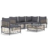 Ensemble de canapé de jardin avec coussin 6 pcs Noir Aluminium 479059479059