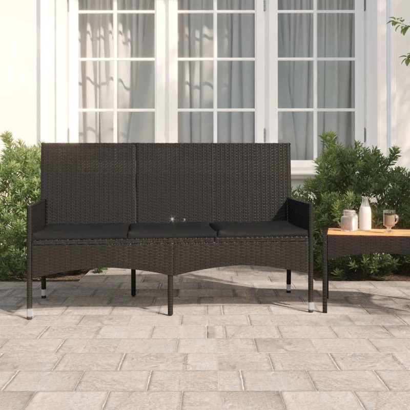 Ensemble de canapé de jardin avec coussin 7 pcs Noir polyrotin 479073479073