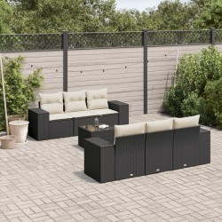 Ensemble de canapé de jardin 8 pcs Beige Poly Rattan 479094479094