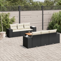 Salon de jardin 8 pcs avec coussins noir résine tressée 479110479110