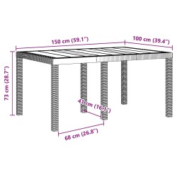 Salon de jardin 6 pcs avec coussins noir résine tressée acacia 479117479117