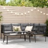 Salon de jardin 6 pcs avec coussins noir résine tressée acacia 479118479118