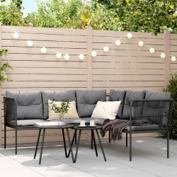 Salon de jardin 6 pcs avec coussins noir résine tressée 479119479119