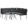 Salon de jardin 6 pcs avec coussins noir résine tressée 479119479119