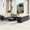 Salon de jardin 6 pcs avec coussins noir résine tressée 479120479120