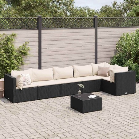 Salon de jardin 8 pcs avec coussins résine tressée marron 479122479122