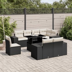 Salon de jardin avec coussins 7 pcs gris résine tressée acacia 479125479125