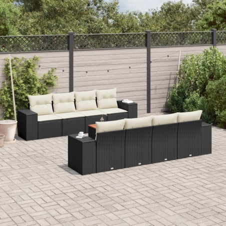 Salon de jardin avec coussins 6pcs marron résine tressée acacia 479128479128