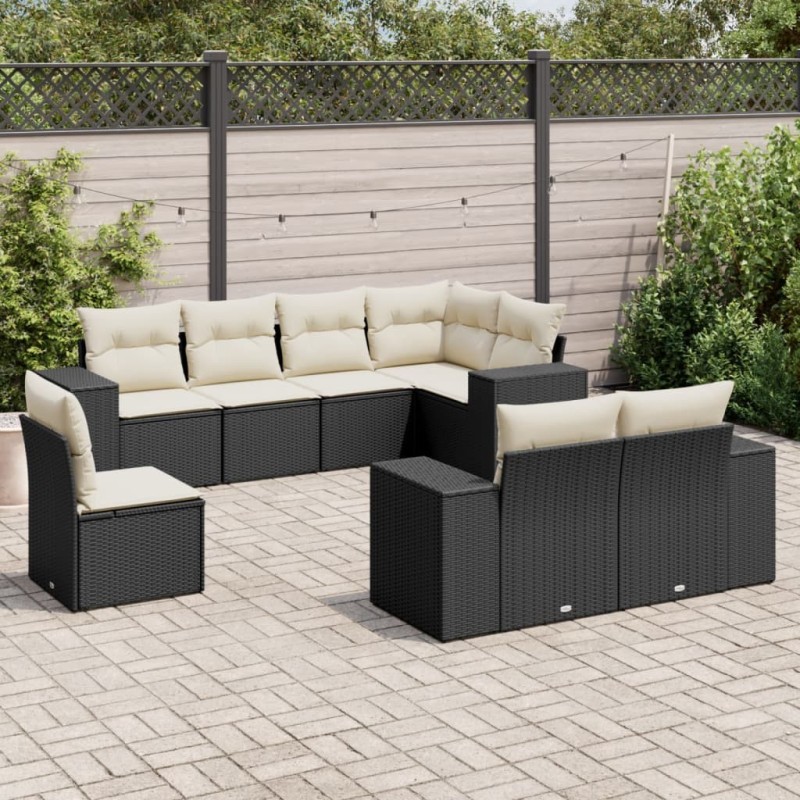 Salon de jardin avec coussins 13 pcs beige résine tressée 479131479131