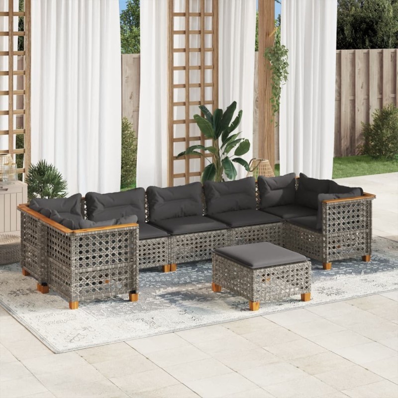 Salon de jardin avec coussins 12 pcs beige résine tressée 479133479133