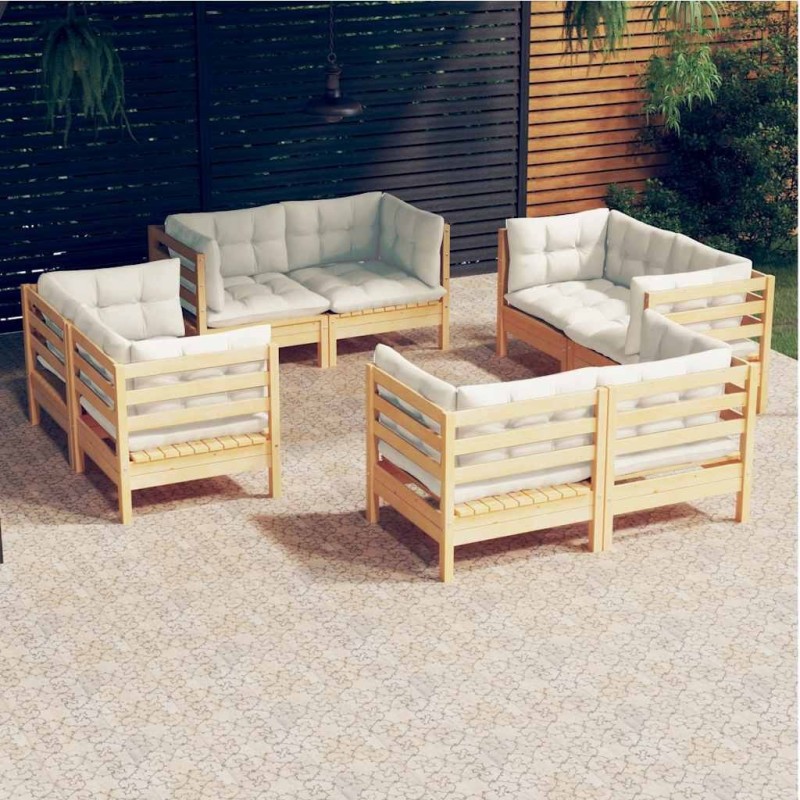 Salon de jardin 9 pcs avec coussins noir résine tressée 479134479134