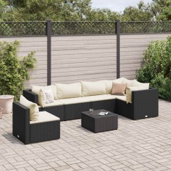 Salon de jardin 9 pcs avec coussins noir résine tressée 479135479135