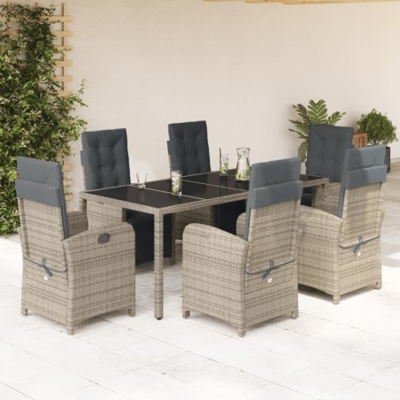 Salon de jardin 5 pcs avec coussins noir résine tressée acacia 479154479154