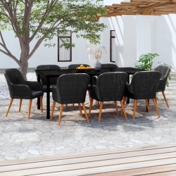Mobilier à dîner d'extérieur 7 pcs Résine tressée Noir 479163479163