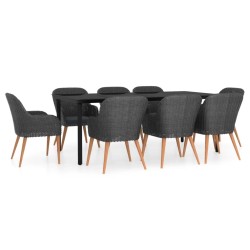 Mobilier à dîner d'extérieur 7 pcs Résine tressée Noir 479163479163
