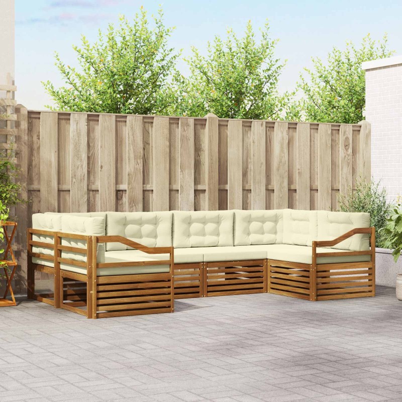 Ensemble de canapé de jardin 6 pcs Beige polyrotin 479174479174