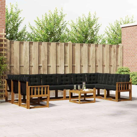 Ensemble à manger de jardin 5 pcs coussins gris résine tressée 479521479521