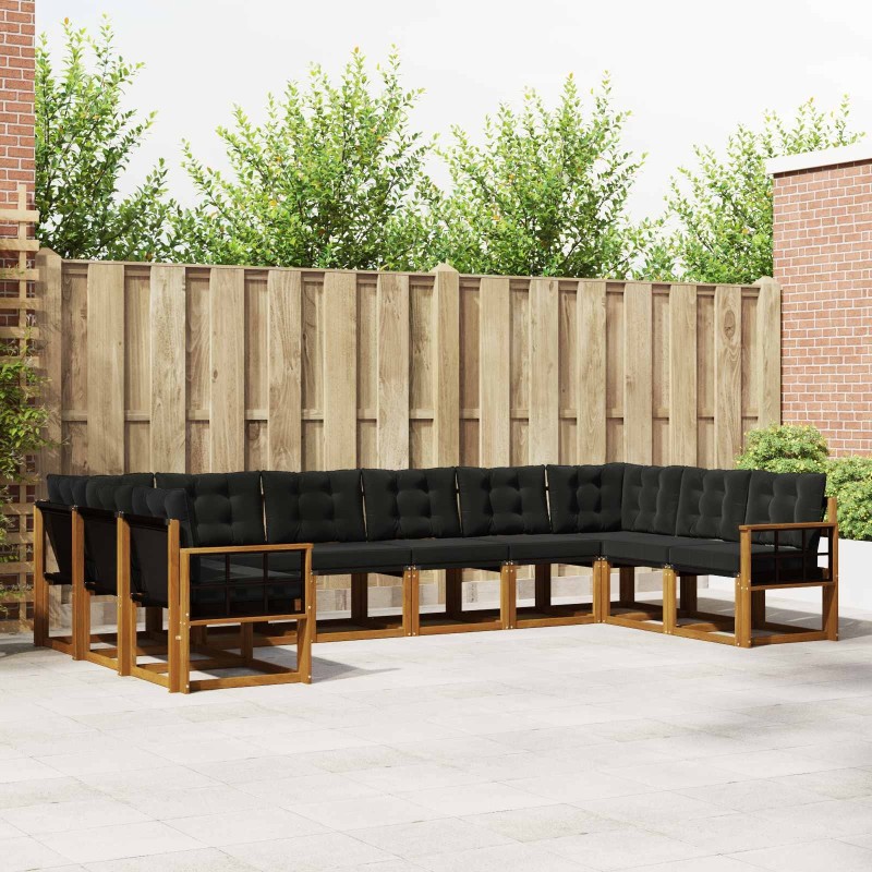 Ensemble à manger de jardin 15 pcs coussins noir résine tressée 479528479528