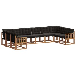 Ensemble à manger de jardin 11 pcs coussins noir résine tressée 479530479530