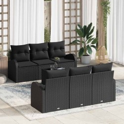 Ensemble de canapé de jardin 9 pcs Noir Poly rotin 480081480081