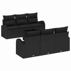 Ensemble de canapé de jardin 9 pcs Noir Poly rotin 480081480081