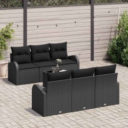 Ensemble de canapé de jardin 9 pcs Noir Poly rotin 480081480081