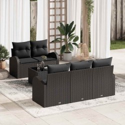 Ensemble de canapé de jardin 9 pcs Noir et Crème polyrotin 480082480082