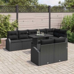Ensemble de canapé de jardin 9 pcs Noir et Crème polyrotin 480083480083