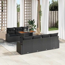 Ensemble de canapé de jardin 8 pcs Noir Poly rotin 480085480085