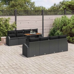 Ensemble de canapé de jardin 8 pcs Noir et Crème polyrotin 480086480086