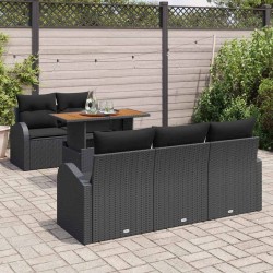 Ensemble de canapé de jardin 7 pcs Noir Poly rotin 480102480102