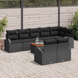 Ensemble à manger de jardin 9 pcs coussins gris résine tressée 480134480134