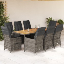 Salon de jardin 6 pcs Résine tressée et bois d'eucalyptus Noir 480165480165