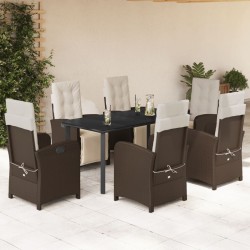 Salon de jardin avec coussins 6pcs marron résine tressée acacia 480176480176