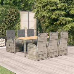 Salon de jardin 8 pcs Résine tressée et bois d'eucalyptus Noir 480181480181