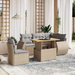 Chaises inclinables de jardin lot de 6 beige bois massif acacia 480546480546
