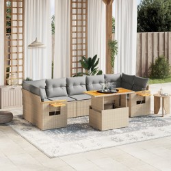 Chaises de jardin avec coussins lot de 4 beige résine tressée 480555480555