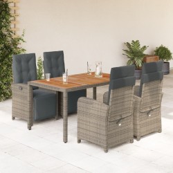 Ensemble de salle à manger pour jardin 5 pcs Gris et marron 480615480615