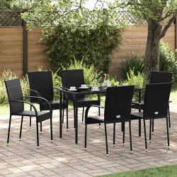 Ensemble à manger de jardin et coussins 7 pcs gris rotin 480730480730