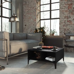 Ensemble à manger de jardin 9pcs coussins noir résine tressée 480744480744