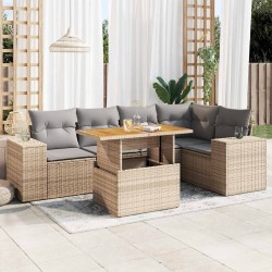Salon de jardin 11 pcs avec coussins beige résine tressée 480784480784