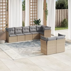 Salon de jardin avec coussins 7 pcs beige résine tressée 480793480793