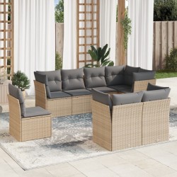 Salon de jardin avec coussins 8 pcs beige résine tressée 480794480794