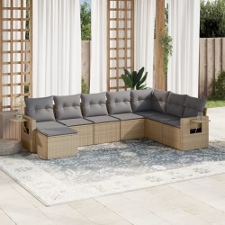 Salon de jardin 11 pcs avec coussins beige résine tressée 480795480795