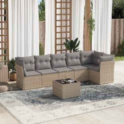 Salon de jardin 11 pcs avec coussins beige résine tressée 480799480799